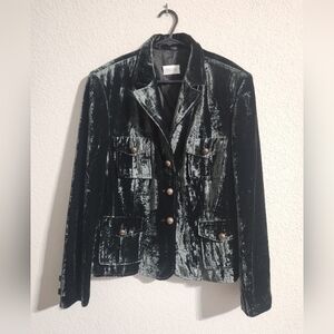 Basler Viscose Silk Olive Green Coat Blazer crushed velvet size 42 FR \ US 10
